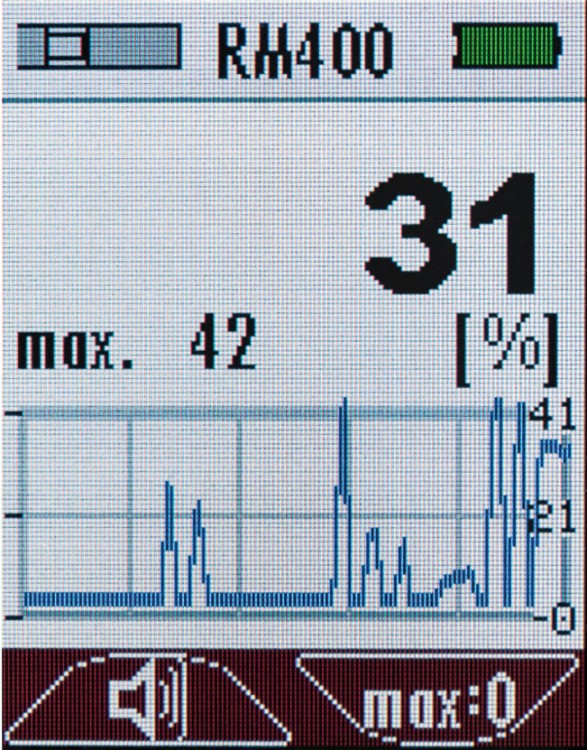 400GD Display bei RM400 Messung Display des MRU 400GD mit Messwertanzeige des RM400 Sensors